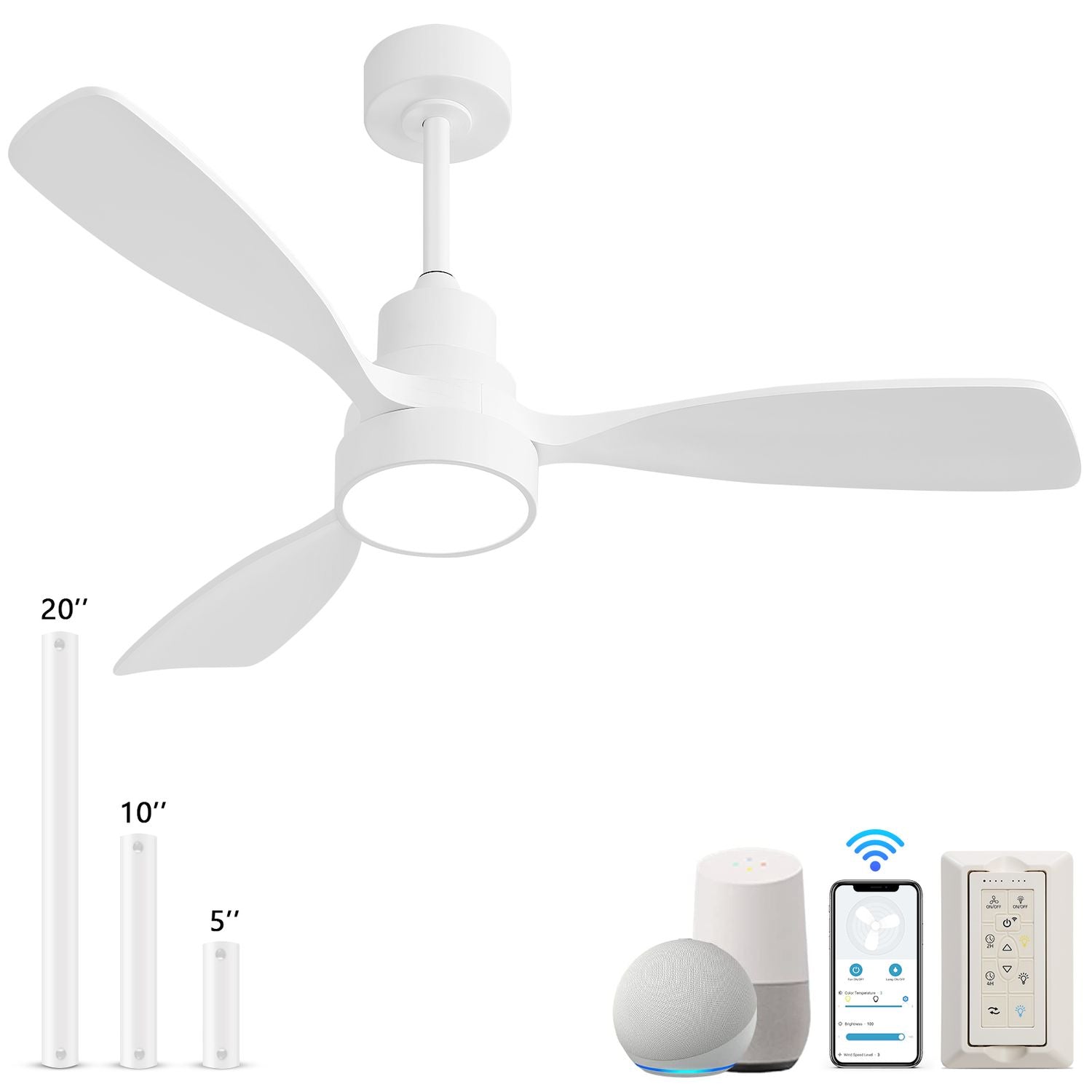 48'' Ceiling Fan with Lights Dimmable 3 Colors Smart Ceiling Fan for Bedroom Living Room Outdoor Patio