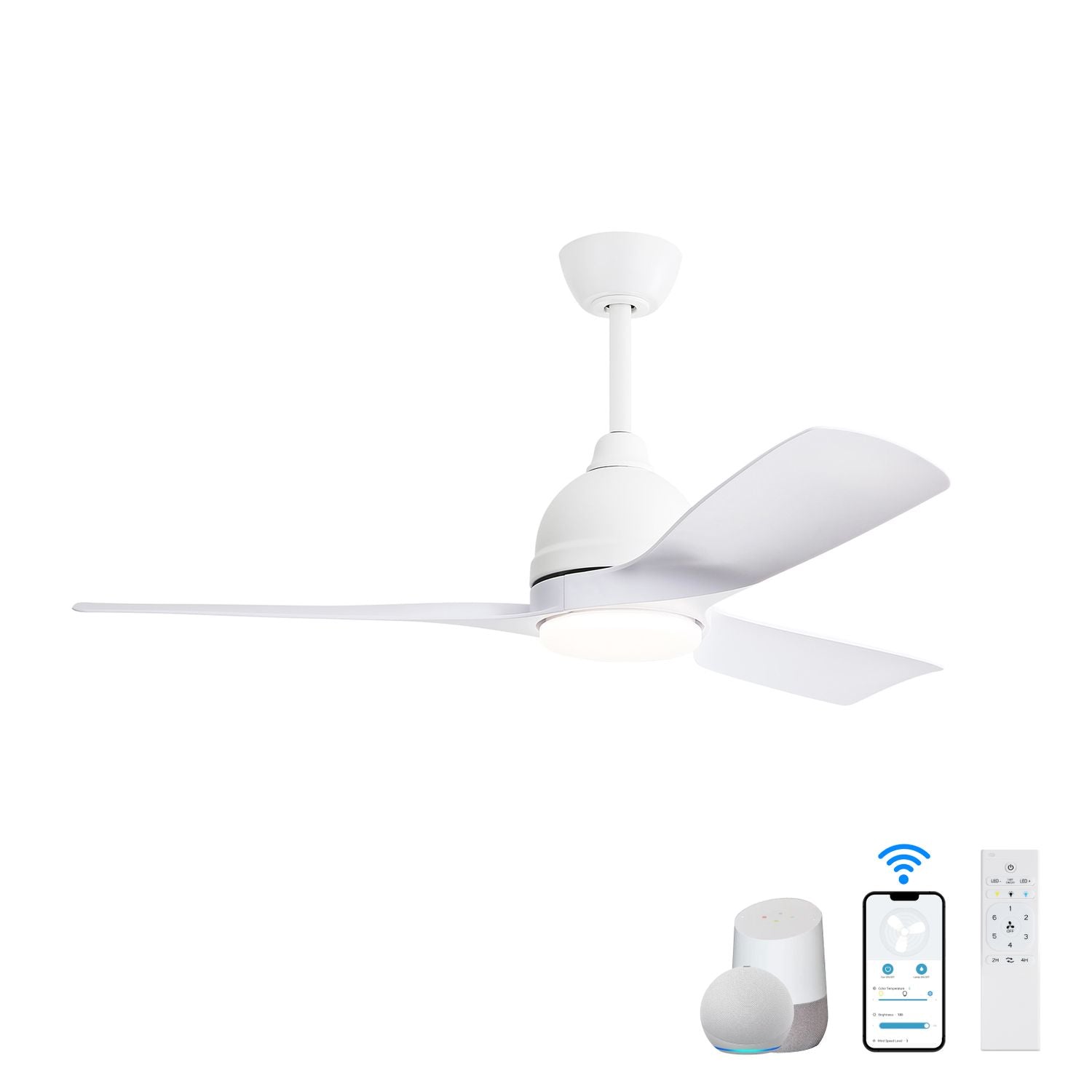 54″ Smart Ceiling Fan With Remote Integration With Alexa, Google Home, and Siri