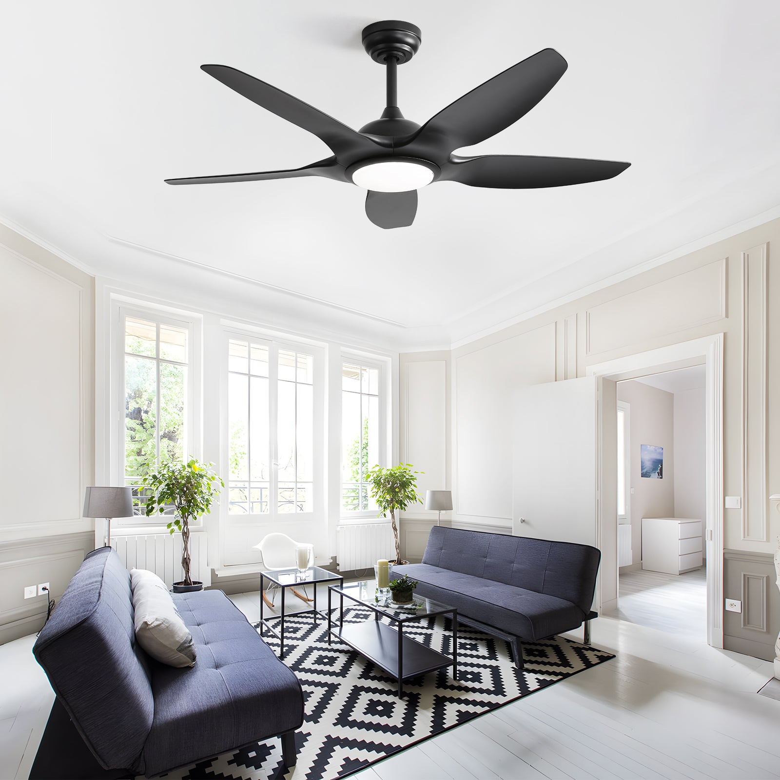 48'' Ceiling Fan with LED Lights Quiet Energy Saving