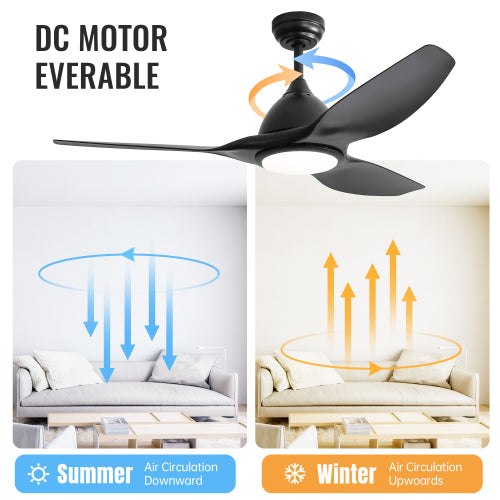 52 Inch Modern Ceiling Fan with Light