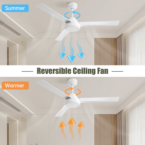 52 Inch Modern Ceiling Fan Without Light