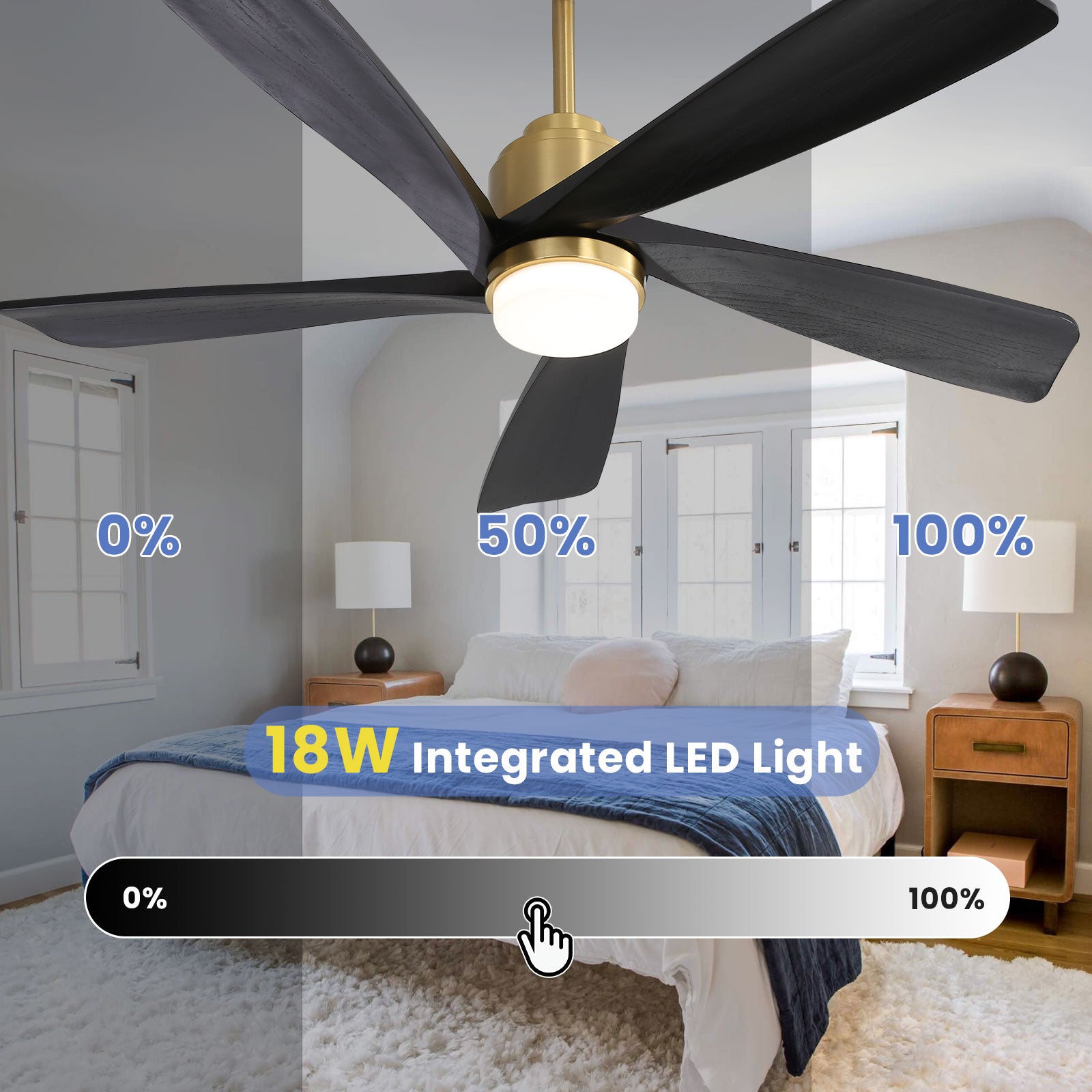 52 inch Ceiling Fan with Lights Remote Control Modern Smart Ceiling Fan Compatible with Alexa Google APP