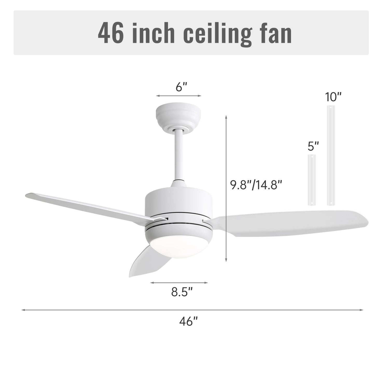 46'' Ceiling Fan with LED Lights