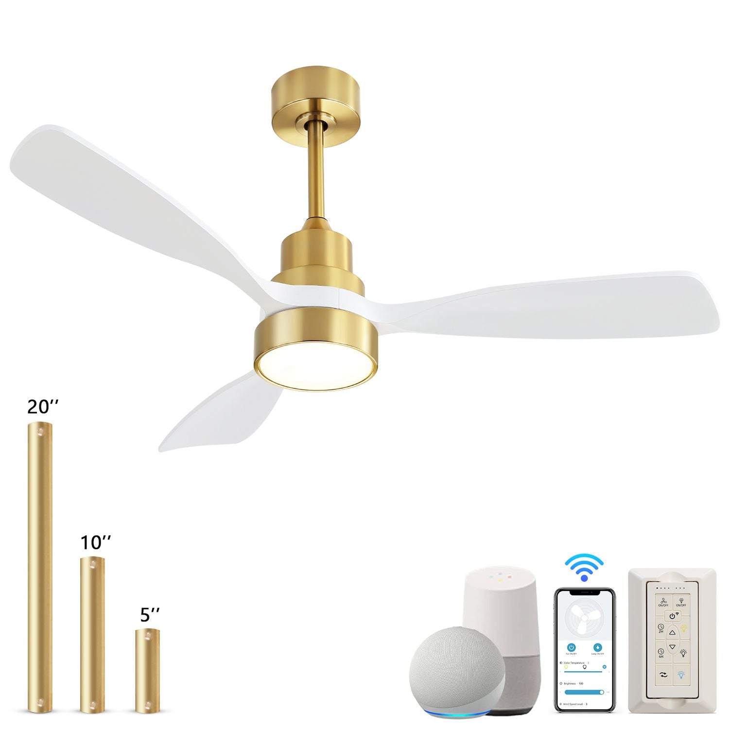 48'' Ceiling Fan with Lights Dimmable 3 Colors Smart Ceiling Fan for Bedroom Living Room Outdoor Patio