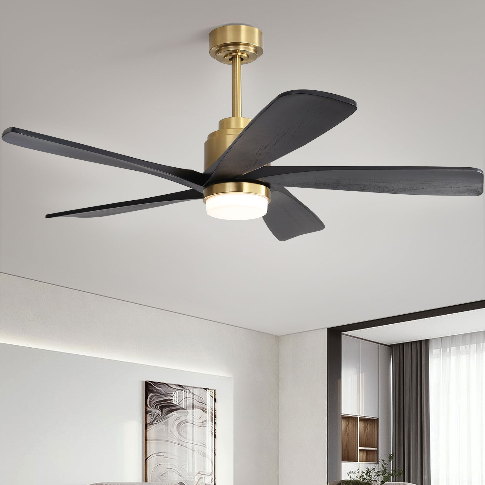 52 inch Ceiling Fan with Lights Remote Control Modern Smart Ceiling Fan Compatible with Alexa Google APP